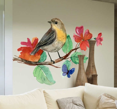 Sticker mural oiseau sur une branche