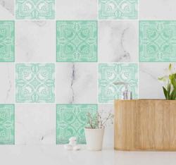Sticker pour carrelage paisley vert en oferta