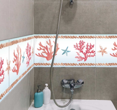 Sticker Maison Frise Corail