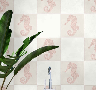 Autocollant Carrelage Hippocampe floral