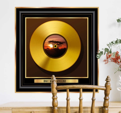 Autocollant mural personnalisé plaque d'or disque musique