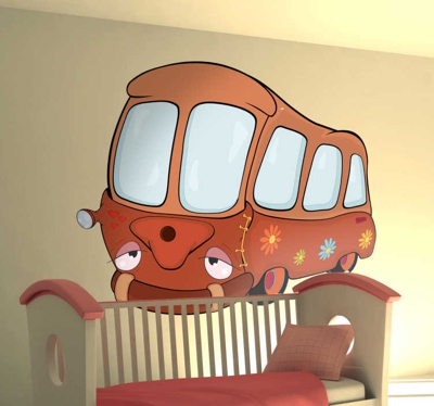 Sticker enfant bus scolaire