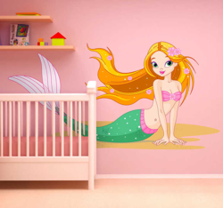Sticker enfant jolie sirène en oferta