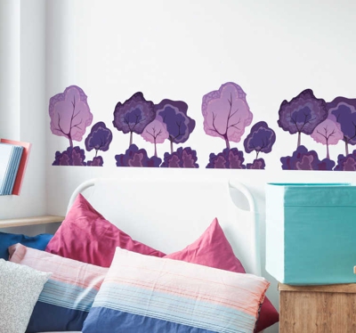 Sticker Mural Arbre forêt violette