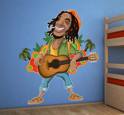 Autocollant mural dessin rasta