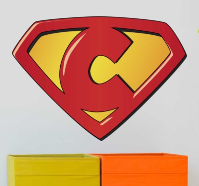 Sticker super héros lettre C