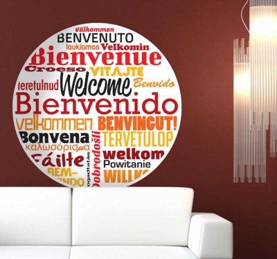 Sticker décoratif textes bienvenue couleurs