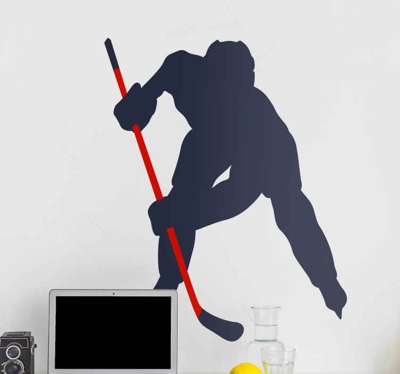 Sticker Muraux Sport Silhouette de joueur de hockey sur glace