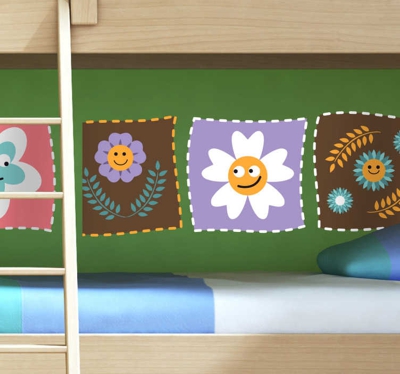 Sticker bébé motifs cadres floraux