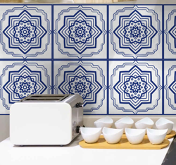 Autocollant Carrelage sticker de mandala bleu delfts características