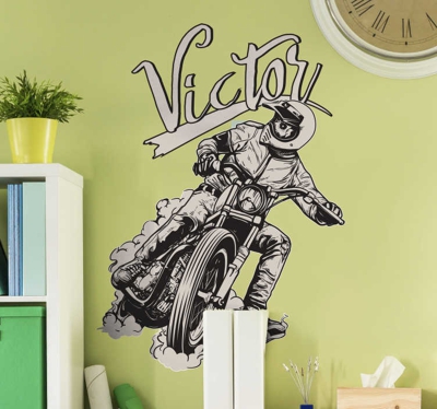 Sticker Mural Moto Nom Personnalisé