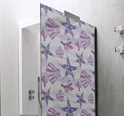 Sticker pour Paroi de Douche Coquillage violet et douche d'étoile en oferta