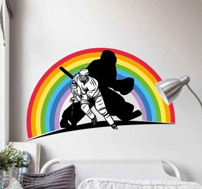 Sticker Muraux Sport Hockey arc-en-ciel