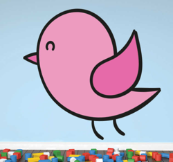 Sticker enfant oiseau rose en oferta