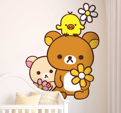 Sticker enfant ours et poussin