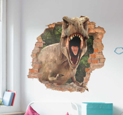 sticker mural dinosaure en trompe l'oeil características
