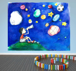 Sticker enfant regardant astres precio