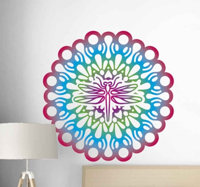 stickers voiture fleurs Mandala libellule psychédélique