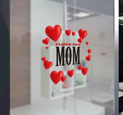 Sticker I love you mom coeurs