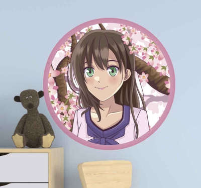 Sticker Mural Dessin Animé en fleurs