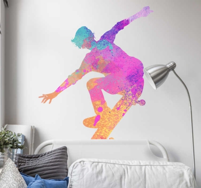 Sticker Silhouette de skateur coloré