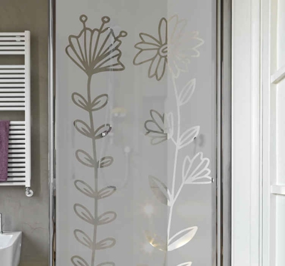 Sticker pour paroi de douche Deux sortes de fleurs