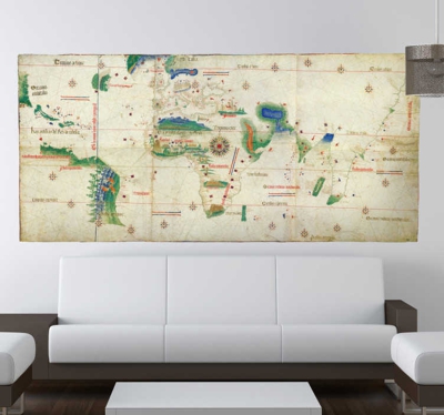 Autocollant mural carte du monde ancienne