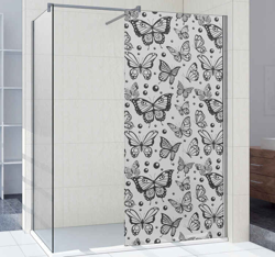 Sticker pour Paroi de Douche Papillons et points monochromes en oferta