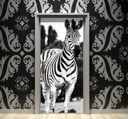 Sticker de porte zèbre en noir et blanc precio