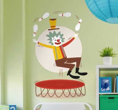 Sticker enfant clown cheveux verts