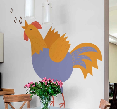 Sticker d'Oiseau Coq de dessin animé mignon