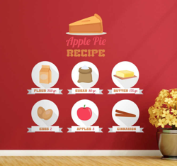 Sticker mural recette tarte aux pommes características