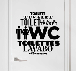 Sticker signalétique toilettes langues características