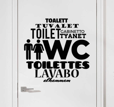 Sticker signalétique toilettes langues