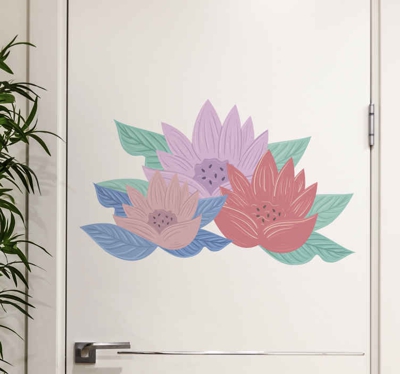 Sticker de Porte Fleurs couleur pastel