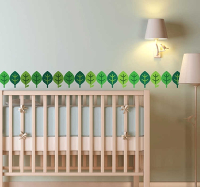 Sticker frise set feuilles vertes
