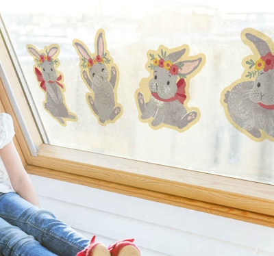 Vitrophanie vitrine Collection de lapin