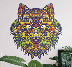 Sticker Animal Sauvage Loup mandala precio