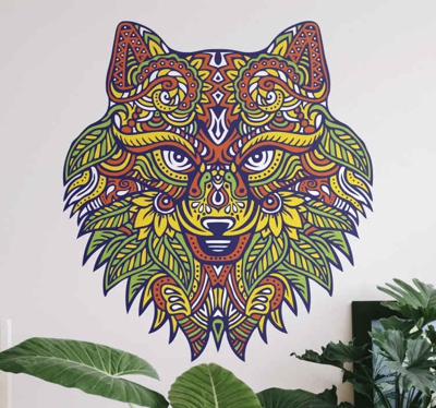 Sticker Animal Sauvage Loup mandala