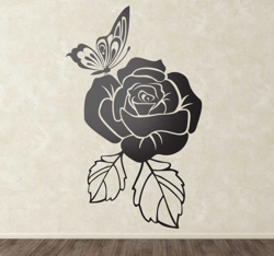 Autocollant mural floral rose papillon características