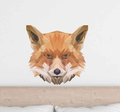 Sticker Animal Sauvage Tête de renard géométrique