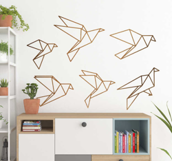 Sticker mural oiseaux origami características