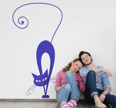 Sticker enfant chat en alerte