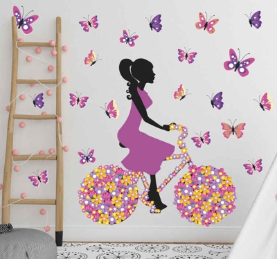 Sticker Mural Papillon Papillons à vélo