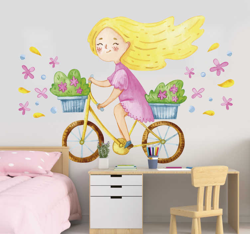 Fleur de printemps vélo illustration art mural en oferta