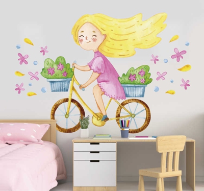 Fleur de printemps vélo illustration art mural