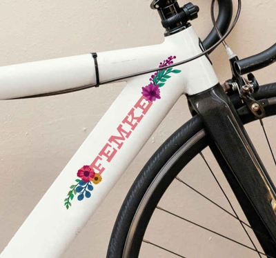 Autocollant personnalisé fleurs de vélo