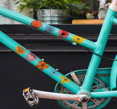 Autocollant vélo Fleurs colorées