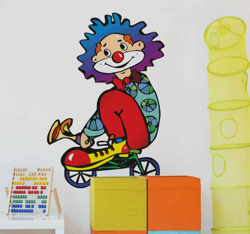 Sticker enfant clown mini velo en oferta