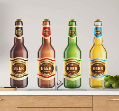 Autocollant Boisson Bouteilles de dessin animé de bière